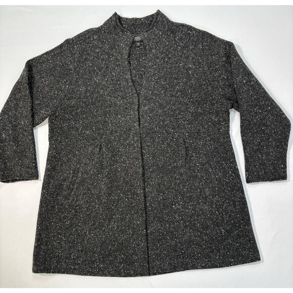 EILEEN FISHER Womens Black 100% Wool Long Cardigan Sweater Size 2XL - Picture 3 of 13